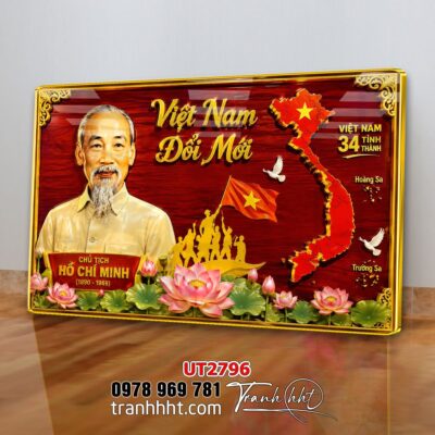 Tranh bác Hồ bác Giáp tranh Vĩ Nhân Quốc Khánh treo tường UT2796