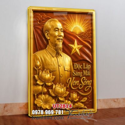 Tranh bác Hồ bác Giáp tranh Vĩ Nhân Quốc Khánh treo tường UT2814
