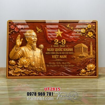 Tranh bác Hồ bác Giáp tranh Vĩ Nhân Quốc Khánh treo tường UT2815