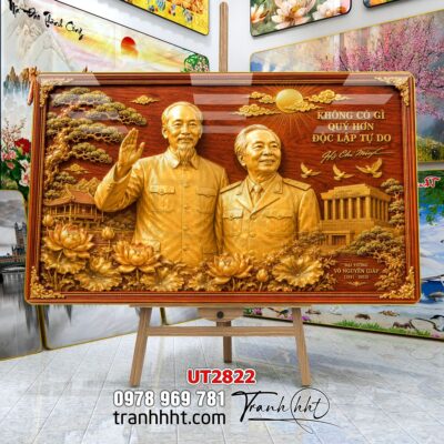 Tranh bác Hồ bác Giáp tranh Vĩ Nhân Quốc Khánh treo tường UT2822