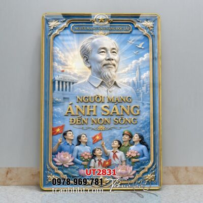 Tranh bác Hồ bác Giáp tranh Vĩ Nhân Quốc Khánh treo tường UT2831