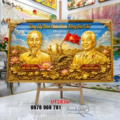 Tranh bác Hồ bác Giáp tranh Vĩ Nhân Quốc Khánh treo tường UT2836