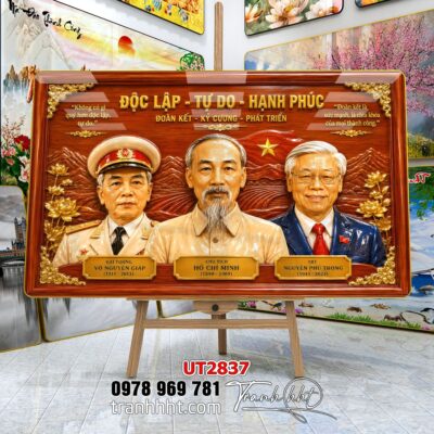 Tranh bác Hồ bác Giáp tranh Vĩ Nhân Quốc Khánh treo tường UT2837
