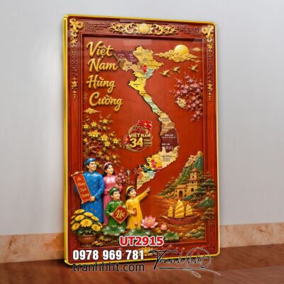 Tranh bản đồ Việt Nam 34 tỉnh thành treo tường UT2915