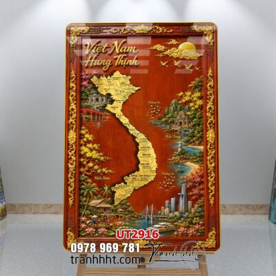 Tranh bản đồ Việt Nam 34 tỉnh thành treo tường UT2916