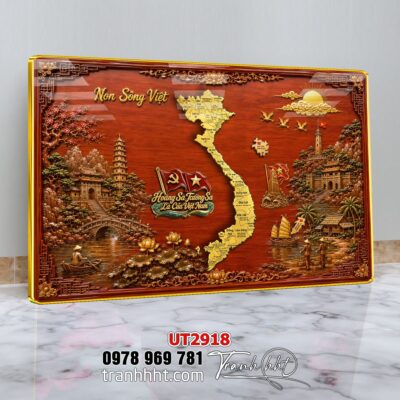 Tranh bản đồ Việt Nam 34 tỉnh thành treo tường UT2918