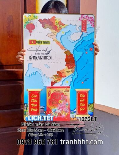 Lịch bản đồ việt nam, Lịch Tết bản đồ 34 tỉnh, bản đồ Việt Nam, Lịch Tết 2026, Đốc Lịch Tết, Lịch bloc 1072LT