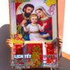 Khung Đốc Lịch Tết Công Giáo, Lịch chúa Giêsu gia đình nhà thánh gia, tranh đức mẹ Maria thánh đức tràn đầy tráng gương Laminate treo tường - Lịch gỗ tráng gương 2026 1104LT