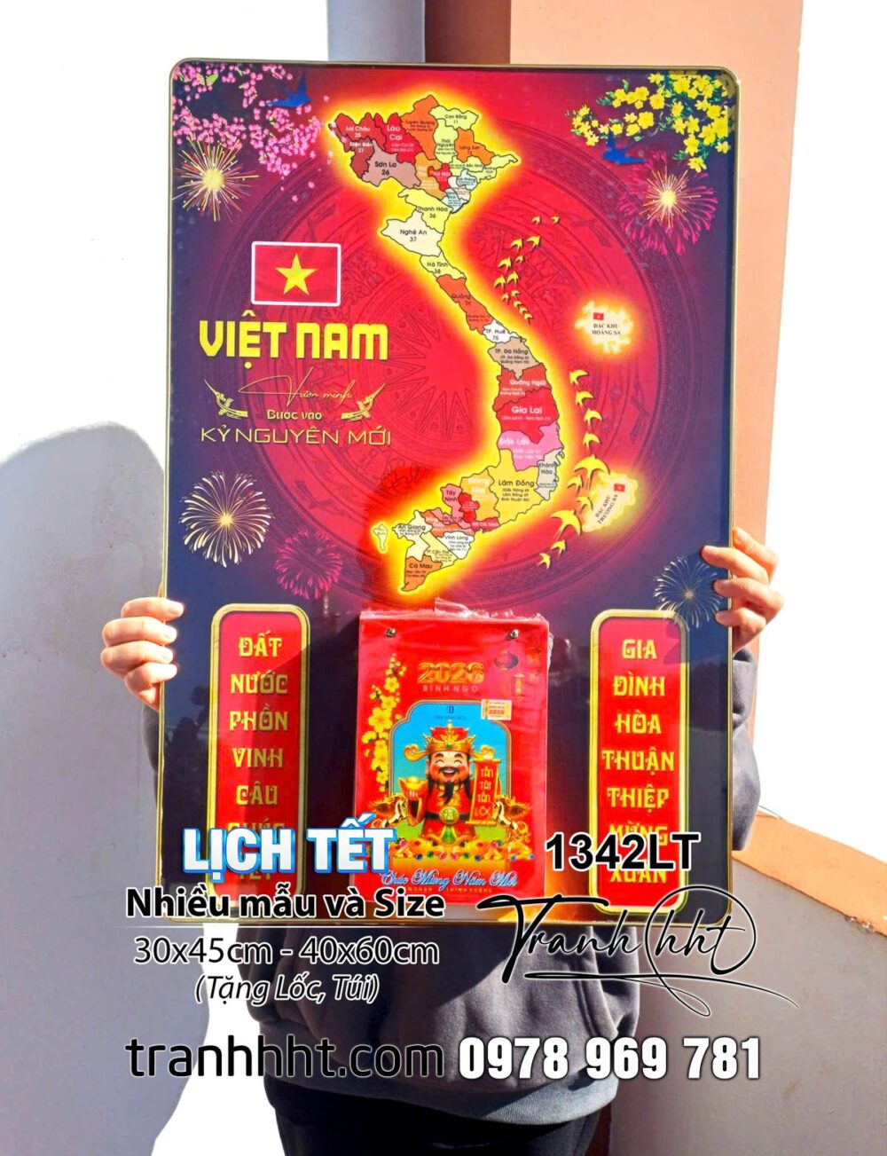 Tranh Lịch bản đồ việt nam, Lịch Tết bản đồ việt nam 34 tỉnh, Bloc lịch bản đồ Việt Nam, Bìa Lịch Tết 2026, Đốc Lịch Tết bản đồ việt nam, Lịch bloc 1342LT