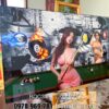 Tranh Billiards, Bida, Bi-a lốp xe rực cháy tráng gương treo tường BQC31