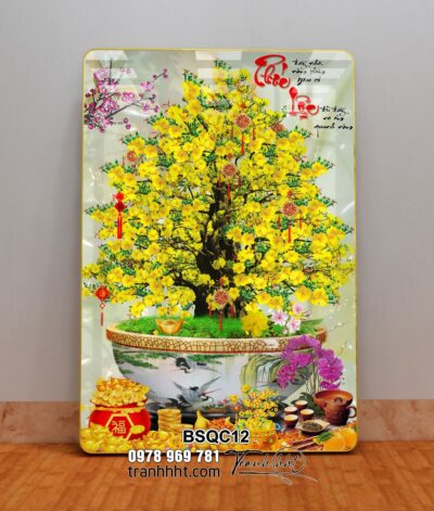 Tranh Bonsai Tết BSQC12