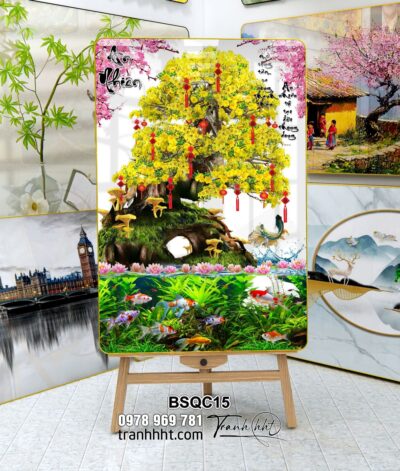 Tranh Bonsai Tết BSQC15