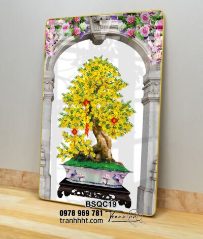 Tranh Bonsai Tết BSQC19