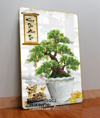 Tranh Bonsai Tết BSQC2