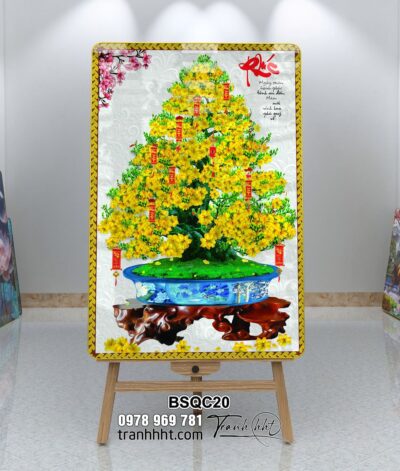 Tranh Bonsai Tết BSQC20