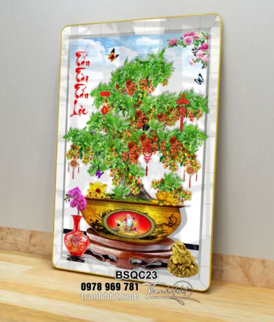 Tranh Bonsai Tết BSQC23
