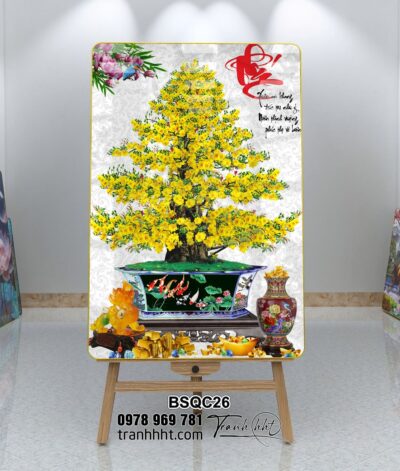 Tranh Bonsai Tết BSQC26