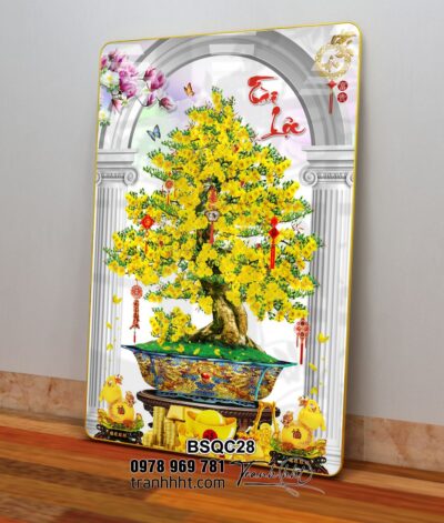 Tranh Bonsai Tết BSQC28