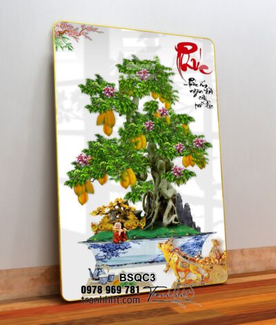Tranh Bonsai Tết BSQC3