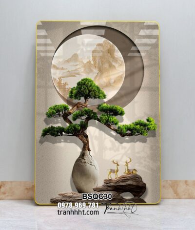 Tranh Bonsai Tết BSQC30