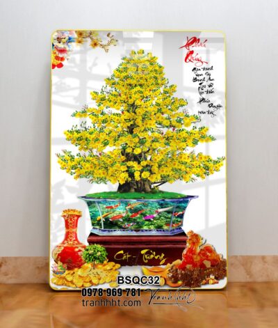 Tranh Bonsai Tết BSQC32