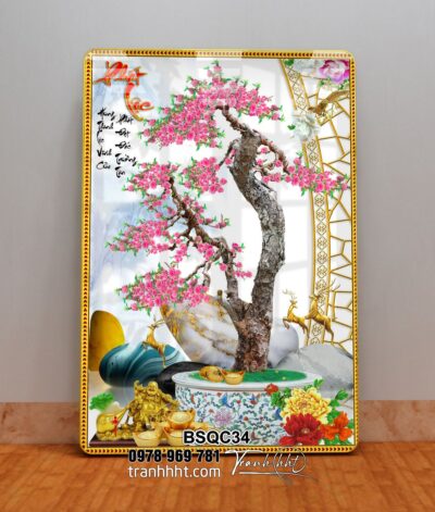 Tranh Bonsai Tết BSQC34
