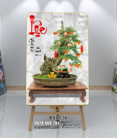 Tranh Bonsai Tết BSQC36