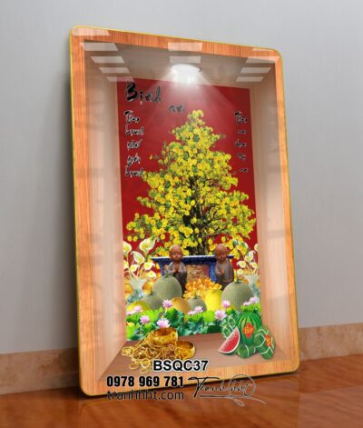 Tranh Bonsai Tết BSQC37