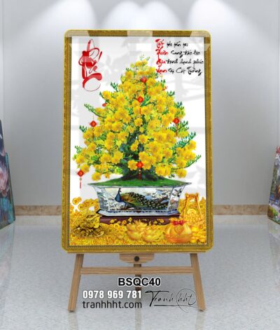 Tranh Bonsai Tết BSQC40