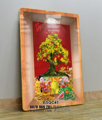 Tranh Bonsai Tết BSQC41