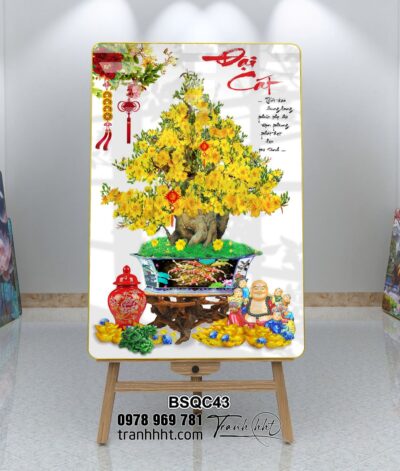 Tranh Bonsai Tết BSQC43