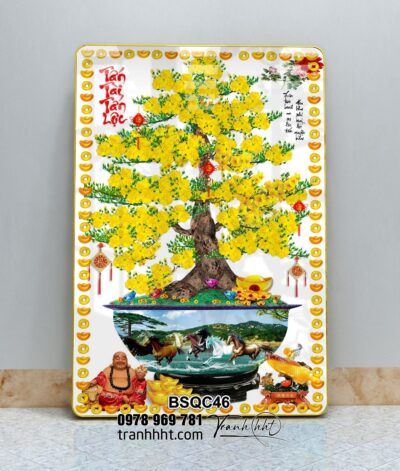 Tranh Bonsai Tết BSQC46