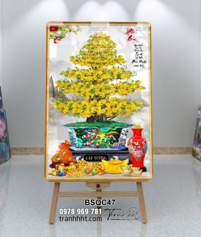 Tranh Bonsai Tết BSQC47