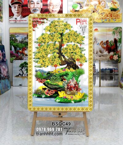 Tranh Bonsai Tết BSQC49