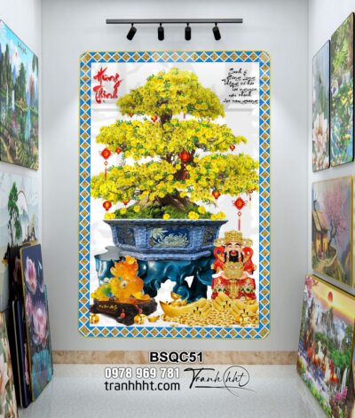 Tranh Bonsai Tết BSQC51