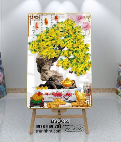 Tranh Bonsai Tết BSQC55