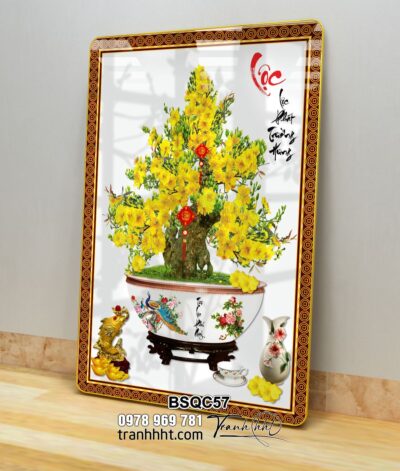 Tranh Bonsai Tết BSQC57