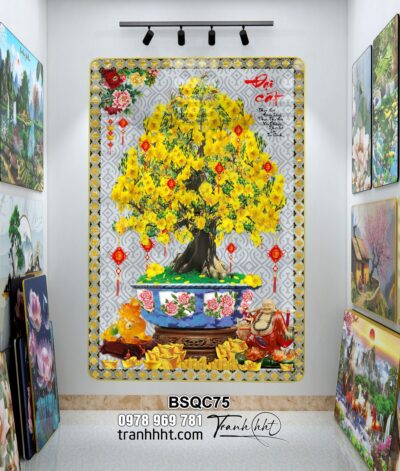 Tranh Bonsai Tết BSQC75