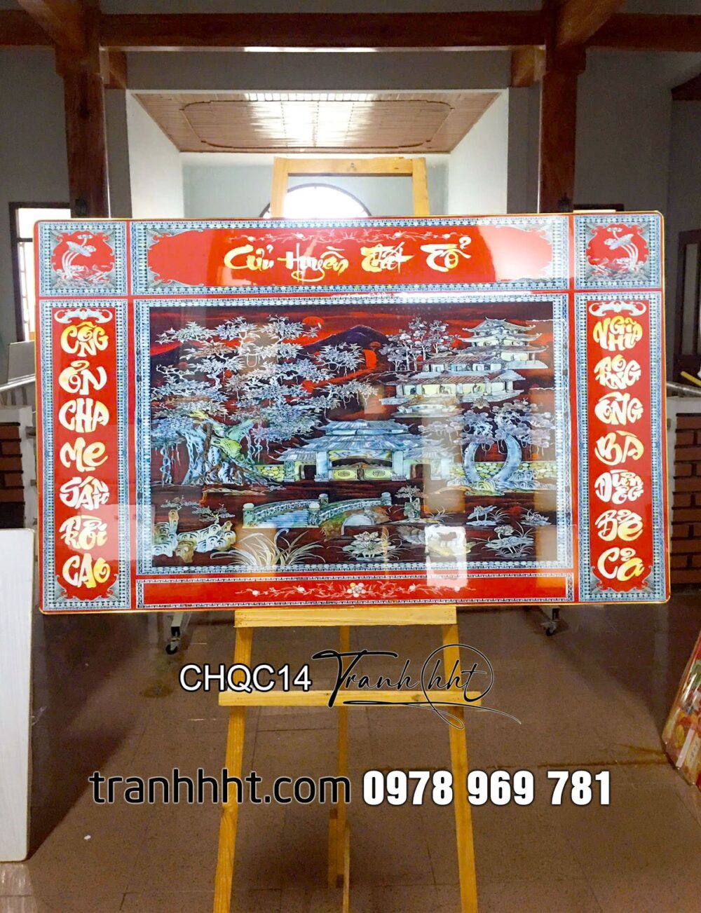 Tranh phòng thờ tủ thờ bàn thờ - Tranh đức lưu quang - Tranh gia tiên tráng gương - Tranh cửu huyền thất tổ truyền đời đức hạnh treo tường tráng gương CHQC14