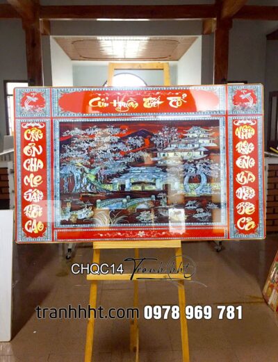 Tranh phòng thờ tủ thờ bàn thờ - Tranh đức lưu quang - Tranh gia tiên tráng gương - Tranh cửu huyền thất tổ truyền đời đức hạnh treo tường tráng gương CHQC14