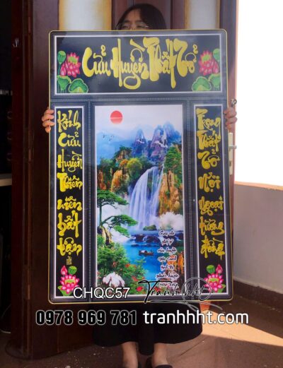 Tranh phòng thờ cửu huyền thất tổ công ơn lưu danh treo tường tráng gương CHQC57