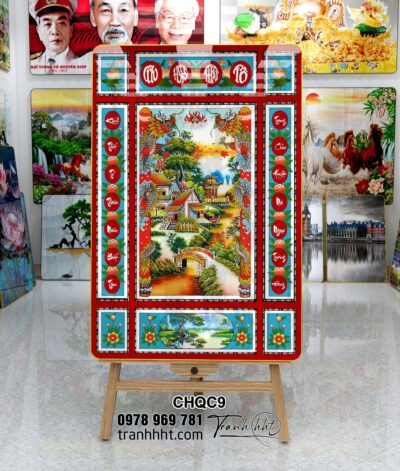 Tranh phòng thờ cửu huyền thất tổ, tranh thờ, Tranh treo tường cửu huyền thất tổ công đức trường tồn tráng gương CHQC9
