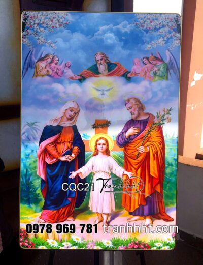 Tranh Công Giáo đức mẹ Maria, tranh chúa Giêsu, thánh Giuse khung cảnh thiêng liêng tráng gương treo tường CQC21