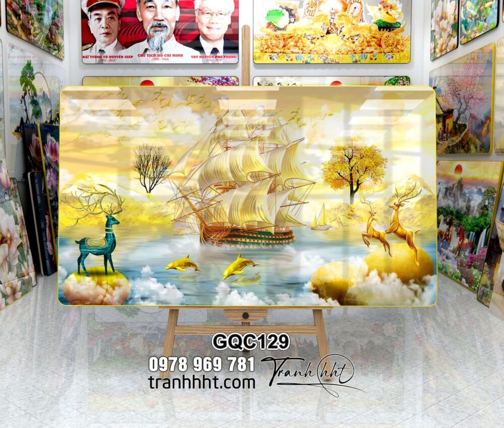 Tranh thuận buồm xuôi gió con đường tương lai rộng mở tráng gương treo tường GQC72
