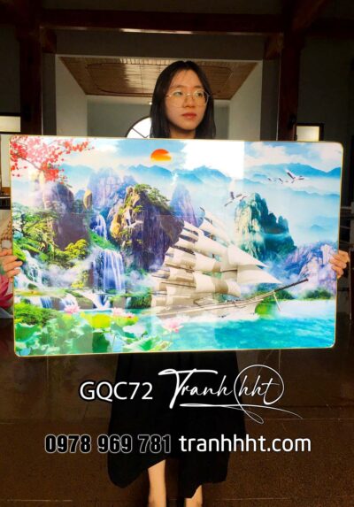 Tranh thuận buồm xuôi gió con đường tương lai rộng mở tráng gương treo tường GQC72