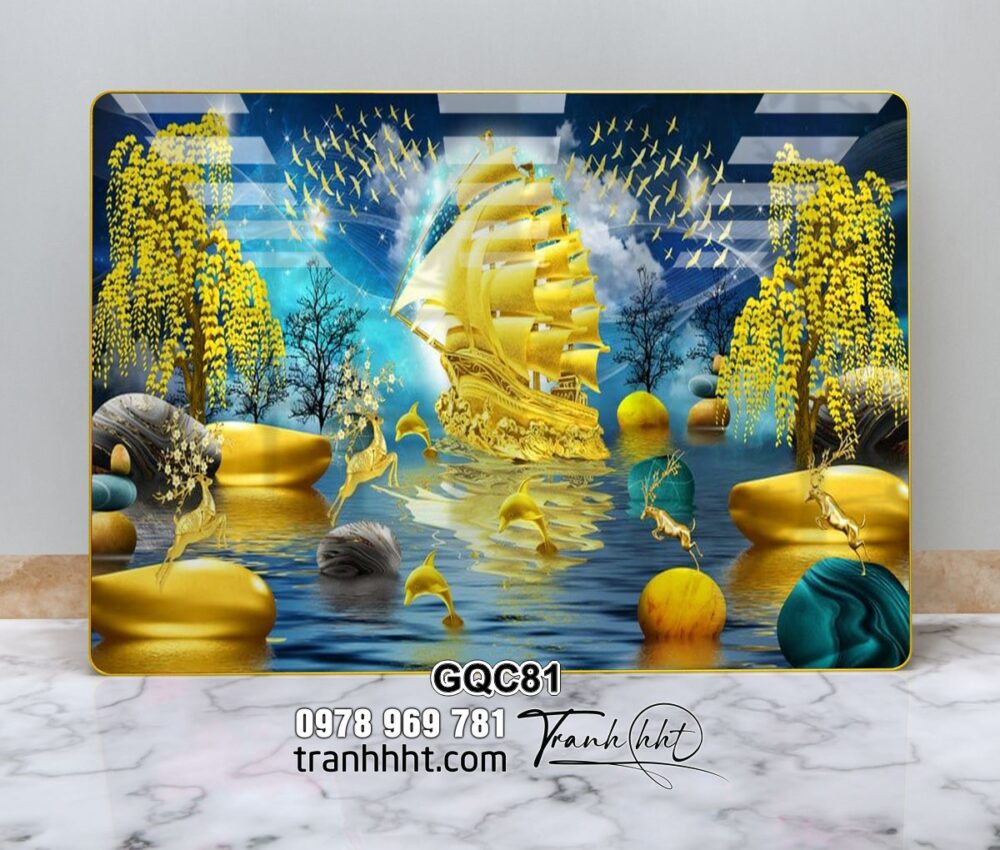 Tranh thuận buồm xuôi gió con đường tương lai rộng mở tráng gương treo tường GQC72
