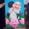 Khung tranh bác Hồ, Tranh bác Hồ ôm thiếu nhi nhi đồng, Tranh treo tường cháu thiếu nhi ôm hôn Cụ Hồ tráng gương HQC71