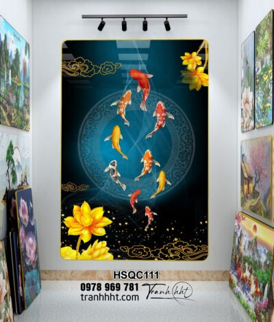 Tranh Hoa Sen Cá Chép HSQC111