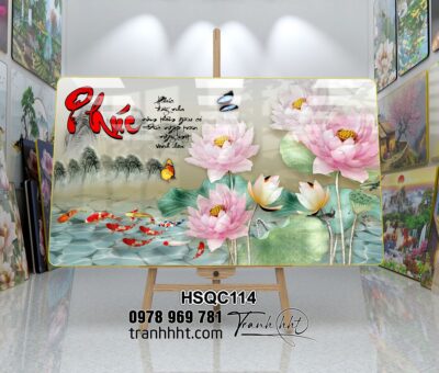 Tranh Hoa Sen Cá Chép HSQC114