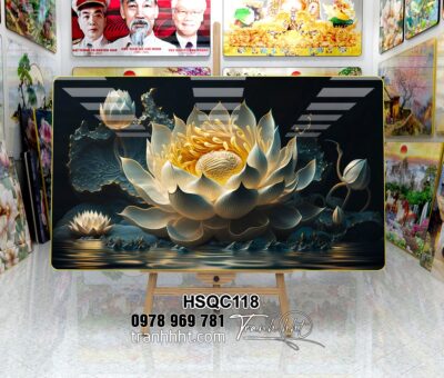 Tranh Hoa Sen Cá Chép HSQC118